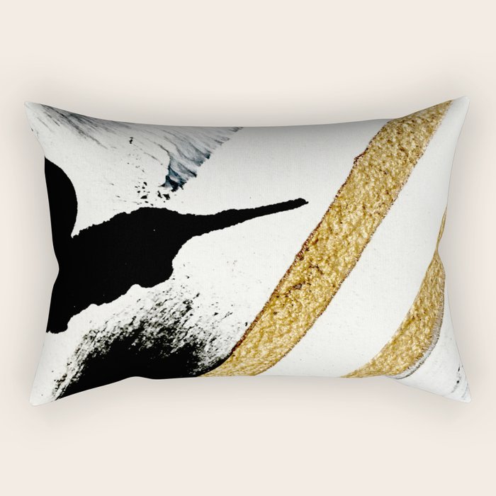 Armor [8]: a minimal abstract piece in black white and gold by Alyssa Hamilton Art Rectangular Pillow Gallery Image 2