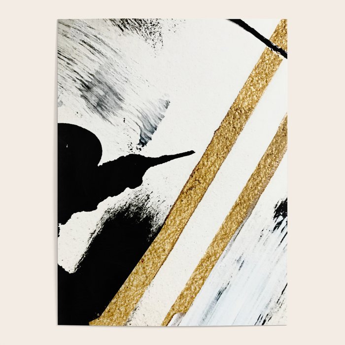 Armor [8]: a minimal abstract piece in black white and gold by Alyssa Hamilton Art Poster Gallery Image 1