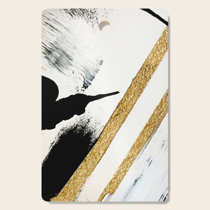 Armor [8]: a minimal abstract piece in black white and gold by Alyssa Hamilton Art Cutting Board Gallery Image 1