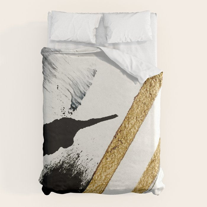 Armor [8]: a minimal abstract piece in black white and gold by Alyssa Hamilton Art Duvet Cover Gallery Image 6