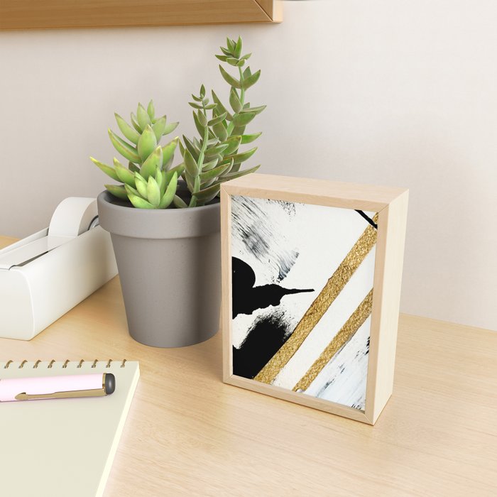 Armor [8]: a minimal abstract piece in black white and gold by Alyssa Hamilton Art Mini Art Print Gallery Image 2