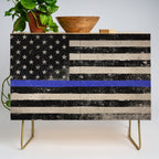 Thin Blue Line Police Flag First Responder USA Hero Credenza Gallery Image 1