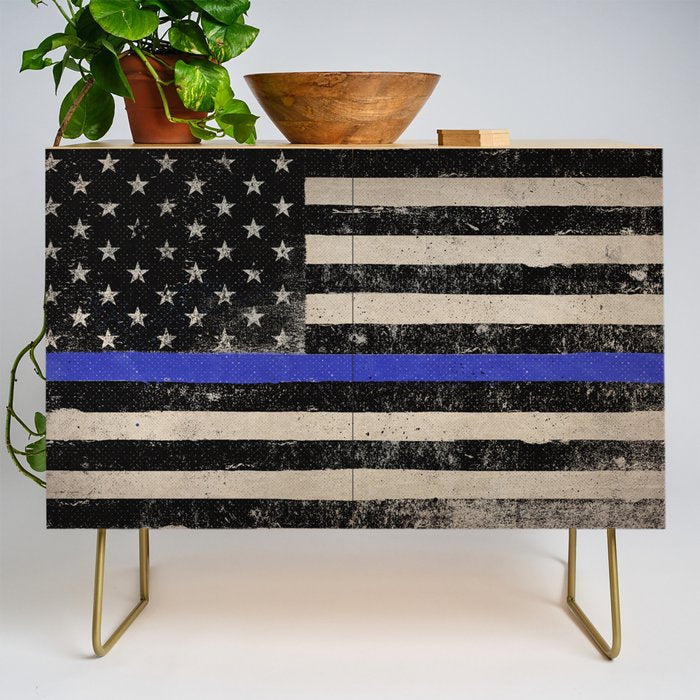 Thin Blue Line Police Flag First Responder USA Hero Credenza Gallery Image 1