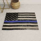 Thin Blue Line Police Flag First Responder USA Hero Rug Gallery Image 1