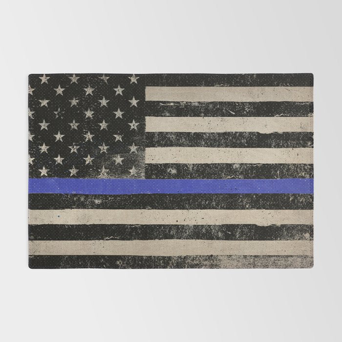 Thin Blue Line Police Flag First Responder USA Hero Rug Gallery Image 2