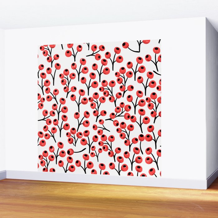 Christmas red fruit - pattern no 4 Wall Mural Gallery Image 2