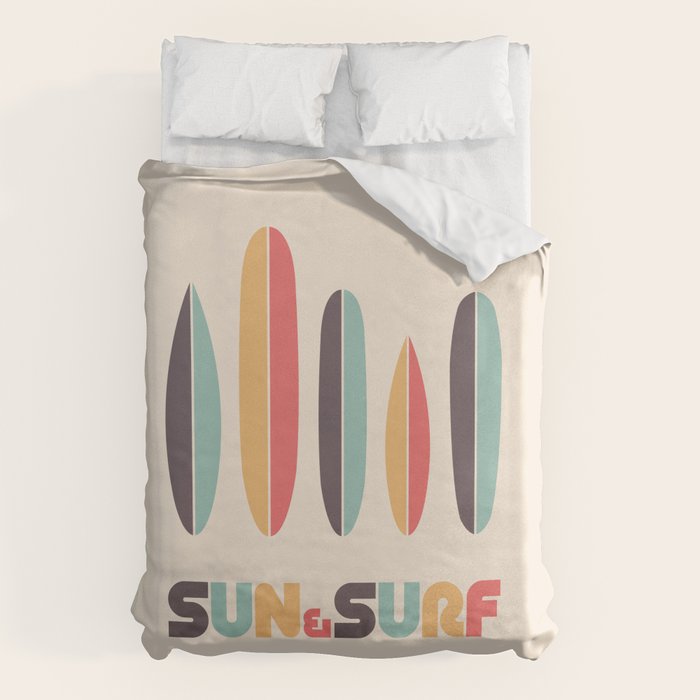Sun & Surf Surfboards - Retro Rainbow Duvet Cover Gallery Image 1