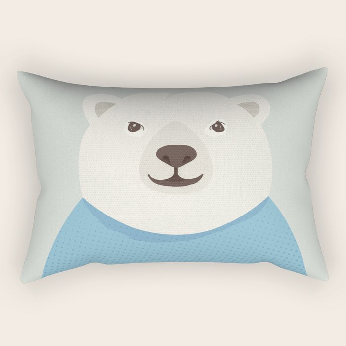 Whimsy Polar Bear, Animal Portrait Rectangular Pillow Gallery Image 1