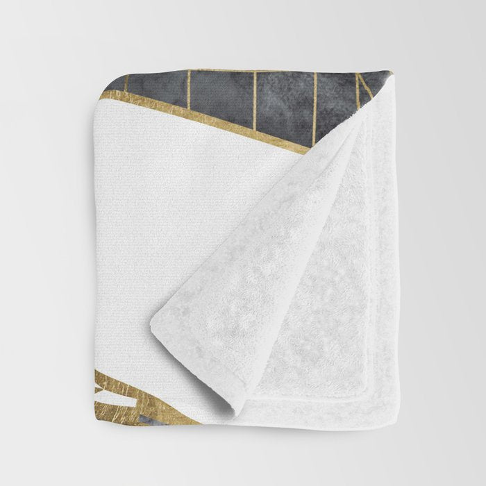 Minimal Black and Gold Mountains Throw Blanket Gallery Image 3