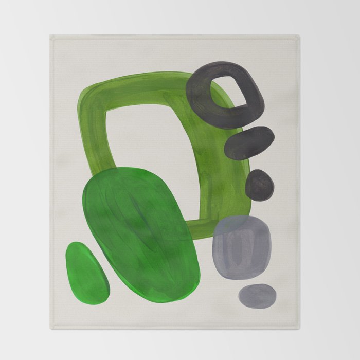 Minimalist Modern Mid Century Colorful Abstract Shapes Olive Green Retro Funky Shapes 60's Vintage Throw Blanket Gallery Image 2