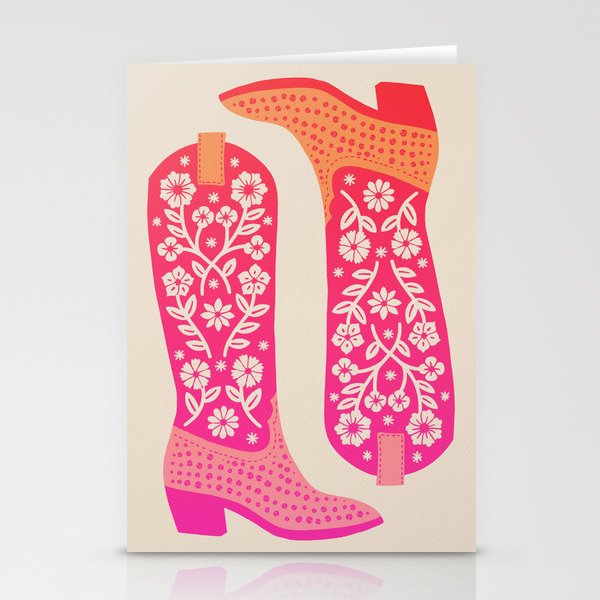 Cowgirl Boots â Hot Pink Ombre Stationery Card Gallery Image 2