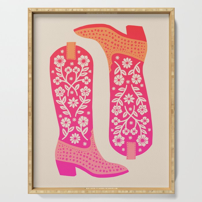 Cowgirl Boots â Hot Pink Ombre Serving Tray Gallery Image 1