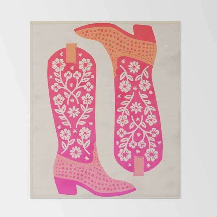 Cowgirl Boots â Hot Pink Ombre Throw Blanket Gallery Image 2