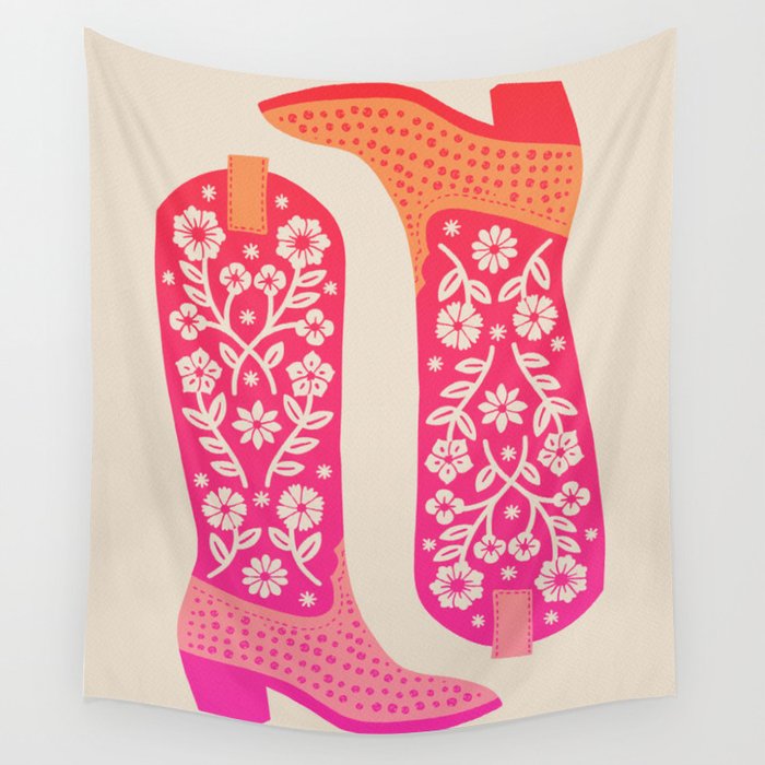 Cowgirl Boots â Hot Pink Ombre Wall Tapestry Gallery Image 1