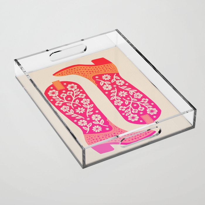 Cowgirl Boots â Hot Pink Ombre Acrylic Tray Gallery Image 1