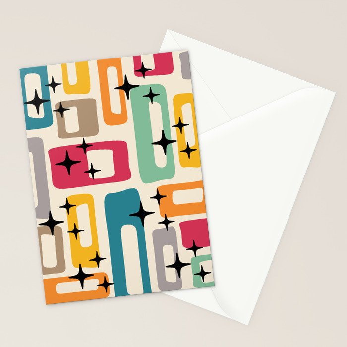 Mid Century Modern Abstract Pattern 242 Mid Mod Googie Stationery Card Gallery Image 2