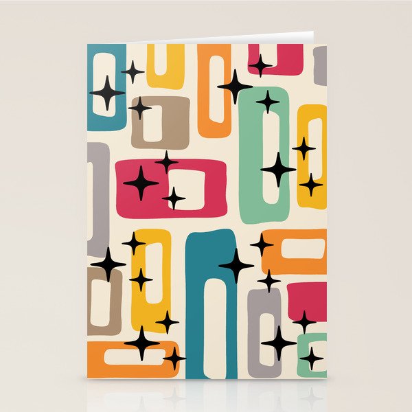 Mid Century Modern Abstract Pattern 242 Mid Mod Googie Stationery Card Gallery Image 1