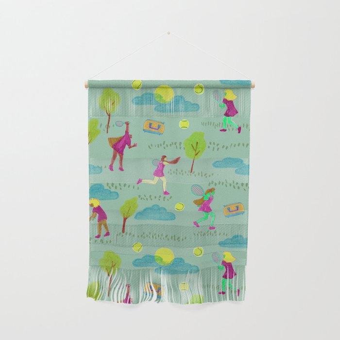 Let's Play Tennis in Soft Green Wall Hanging Gallery Image 1
