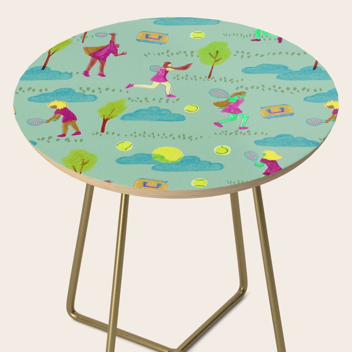 Let's Play Tennis in Soft Green Side Table Gallery Image 2