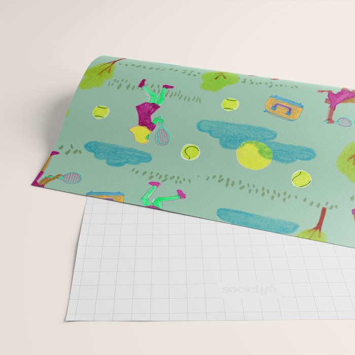 Let's Play Tennis in Soft Green Wrapping Paper Gallery Image 2
