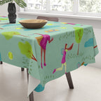 Let's Play Tennis in Soft Green Tablecloth Gallery Image 3