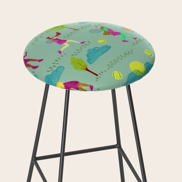 Let's Play Tennis in Soft Green Stool Gallery Image 2