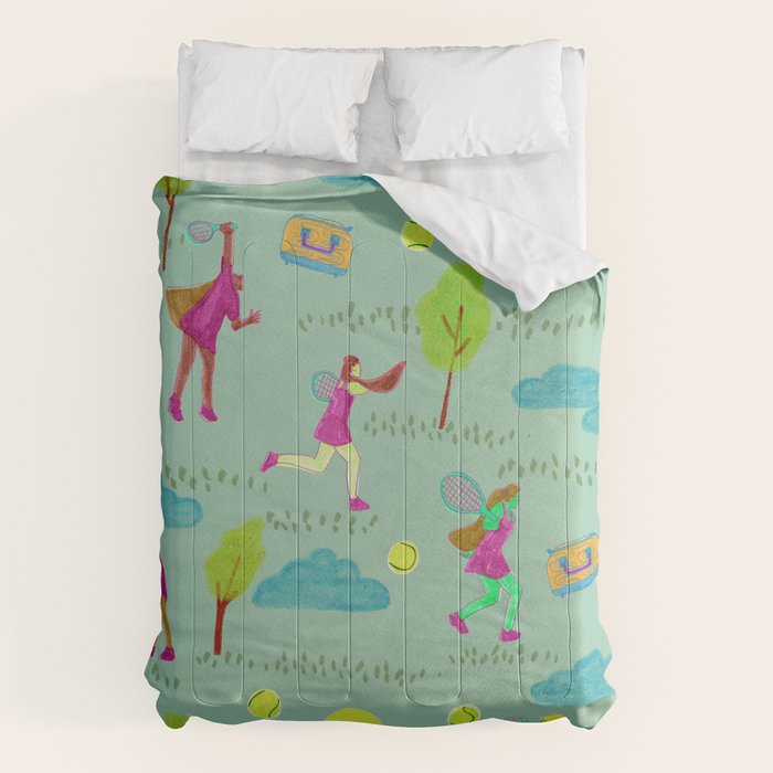 Let's Play Tennis in Soft Green Comforter Gallery Image 6
