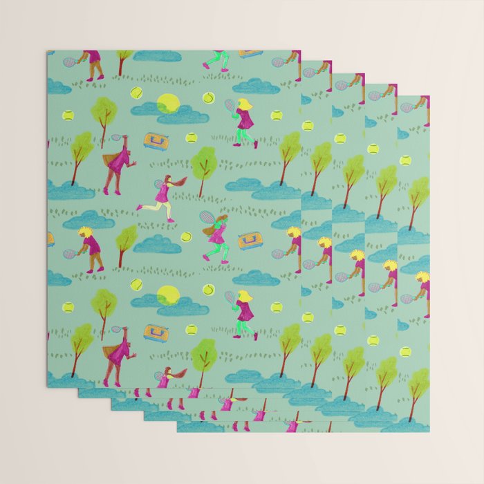 Let's Play Tennis in Soft Green Wrapping Paper Gallery Image 3