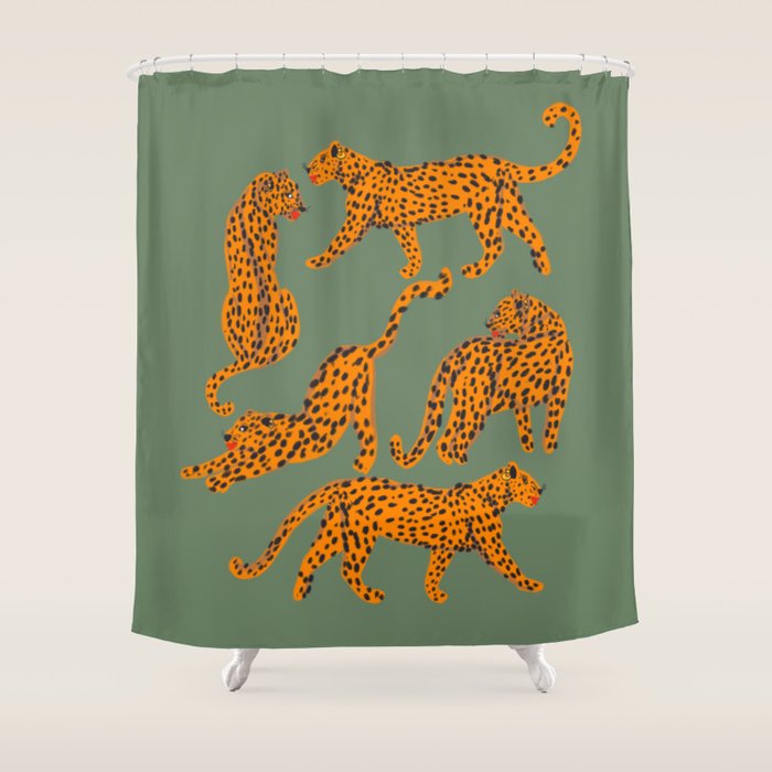 Modern Tigers with red lips illustration  Shower Curtain Gallery Image 1