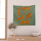 Modern Tigers with red lips illustration  Wall Tapestry Gallery Image 2