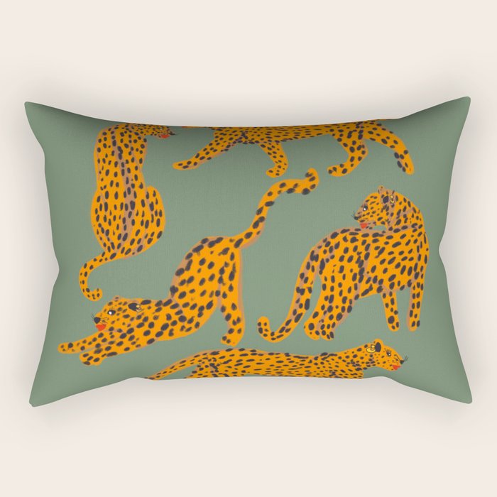 Modern Tigers with red lips illustration  Rectangular Pillow Gallery Image 2