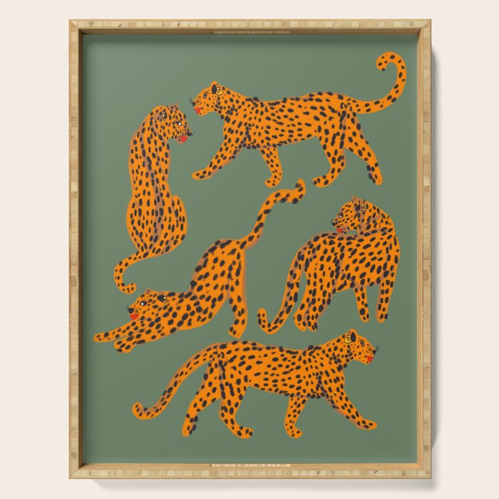 Modern Tigers with red lips illustration  Serving Tray Gallery Image 1