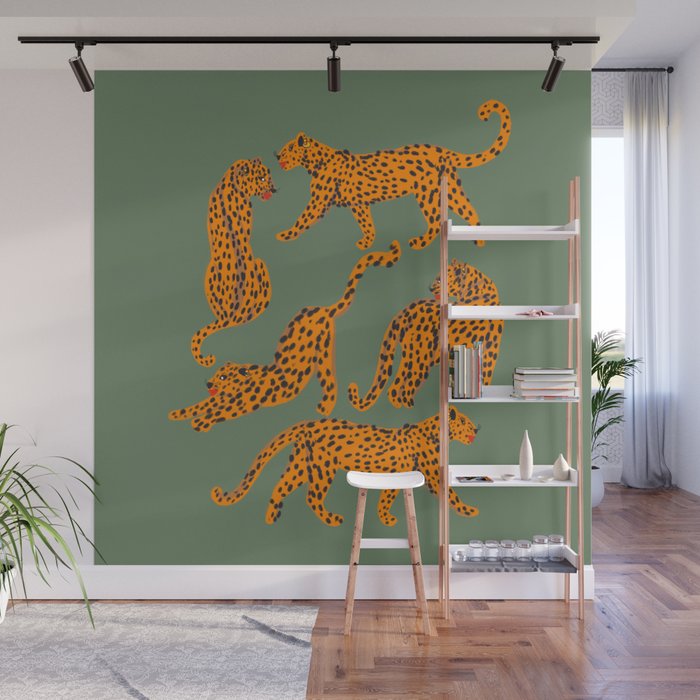 Modern Tigers with red lips illustration  Wall Mural Gallery Image 1