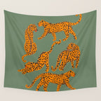 Modern Tigers with red lips illustration  Wall Tapestry Gallery Image 4