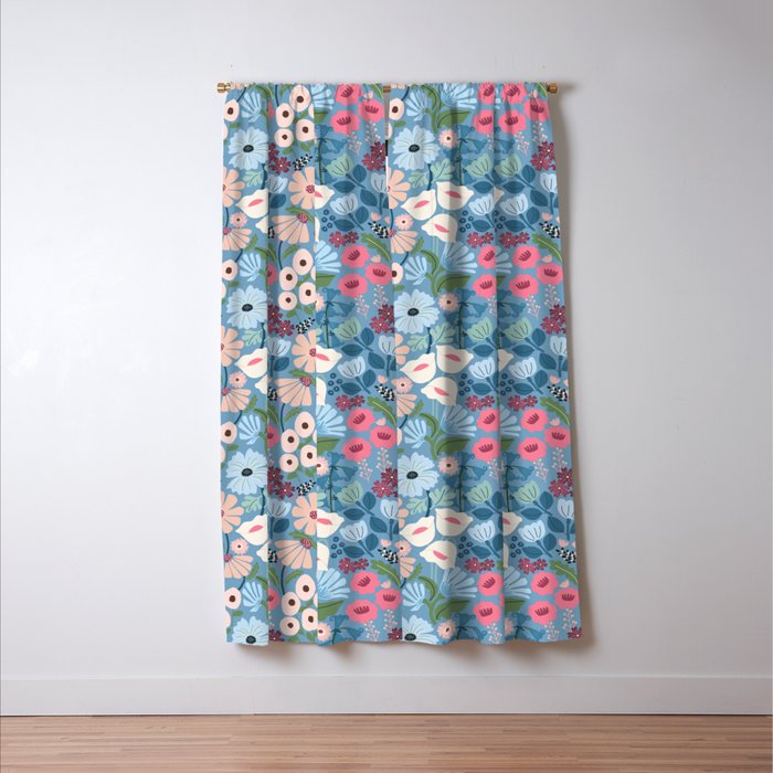 Meadow muse - heritage blue Window Curtain Gallery Image 3