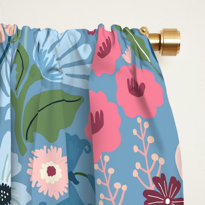 Meadow muse - heritage blue Window Curtain Gallery Image 2