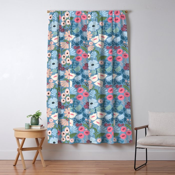 Meadow muse - heritage blue Window Curtain Gallery Image 5