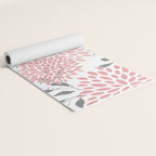 Festive, Floral Prints, Leaves and Blooms, Pink, Gray and White Yoga Mat Gallery Image 2
