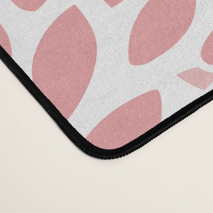 Festive, Floral Prints, Leaves and Blooms, Pink, Gray and White Desk Mat Gallery Image 4