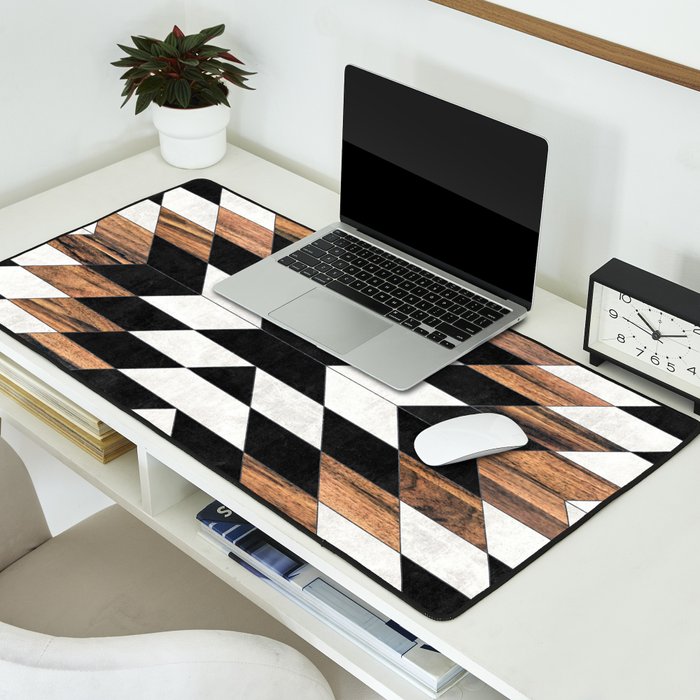 Urban Tribal Pattern No.13 - Aztec - Concrete and Wood Desk Mat Gallery Image 2