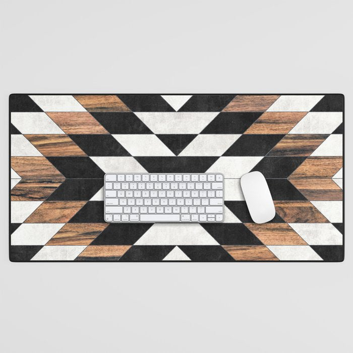Urban Tribal Pattern No.13 - Aztec - Concrete and Wood Desk Mat Gallery Image 1