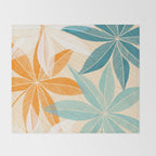 Orange and Teal Tropical Floral Print Throw Blanket Gallery Image 2