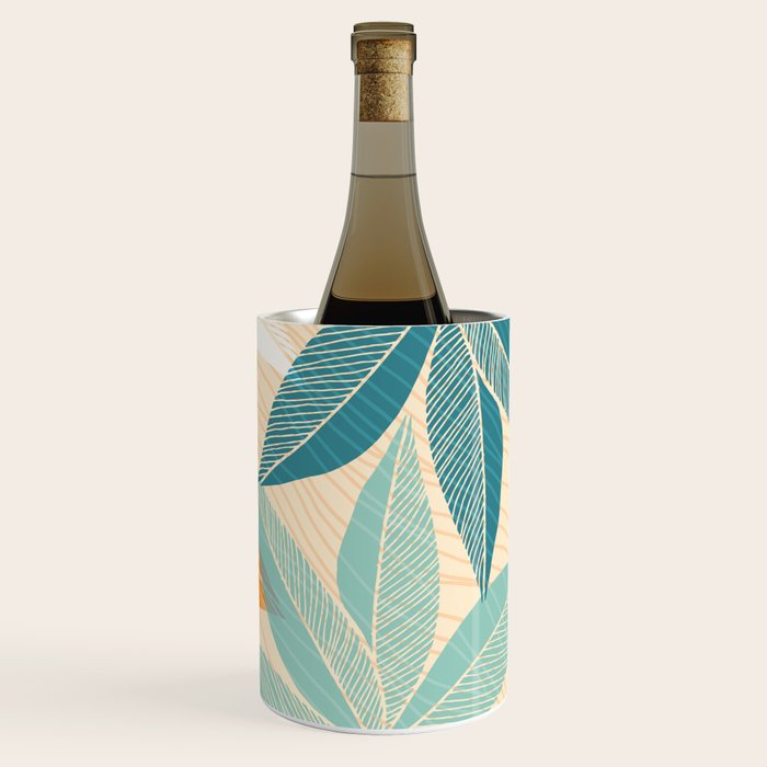 Orange and Teal Tropical Floral Print Wine Chiller Gallery Image 3
