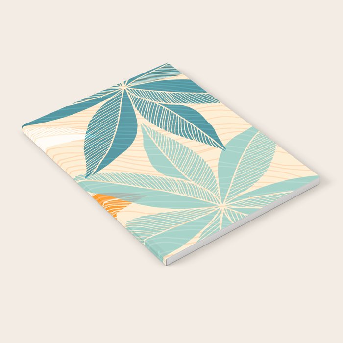 Orange and Teal Tropical Floral Print Notebook Gallery Image 1