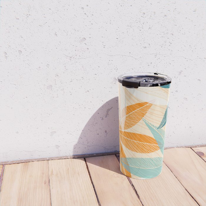 Orange and Teal Tropical Floral Print Travel Mug Gallery Image 4