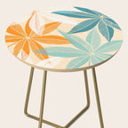 Orange and Teal Tropical Floral Print Side Table Gallery Image 2