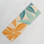 Orange and Teal Tropical Floral Print Yoga Mat Gallery Image 1