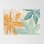 Orange and Teal Tropical Floral Print Rug Gallery Image 2