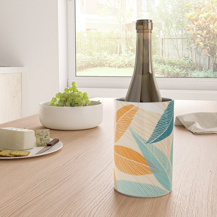 Orange and Teal Tropical Floral Print Wine Chiller Gallery Image 4