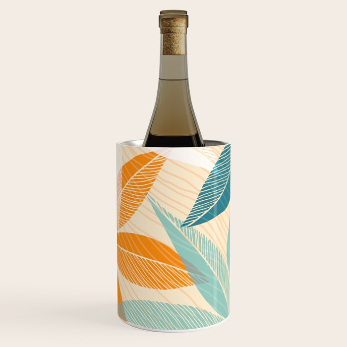 Orange and Teal Tropical Floral Print Wine Chiller Gallery Image 1
